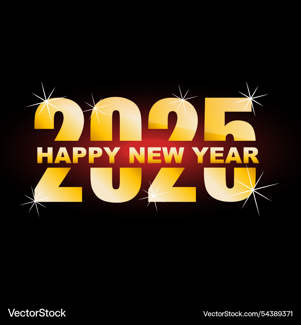 Happy new year 2025 clip art gold logo design Vector Image