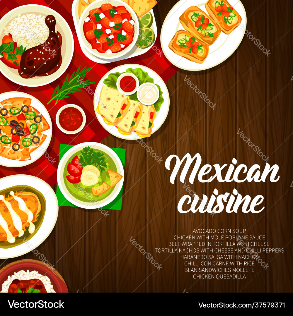 Mexican cuisine restaurant dishes banner Mexican cuisine restaurant dishes banner vector image
