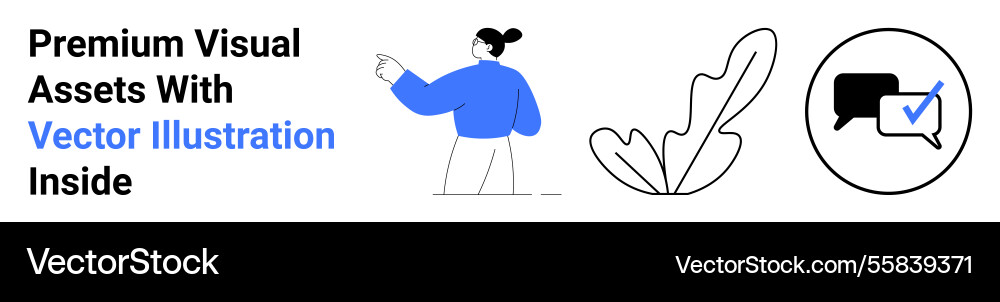 Person pointing leaf element and checked speech Person pointing leaf element and checked speech vector image