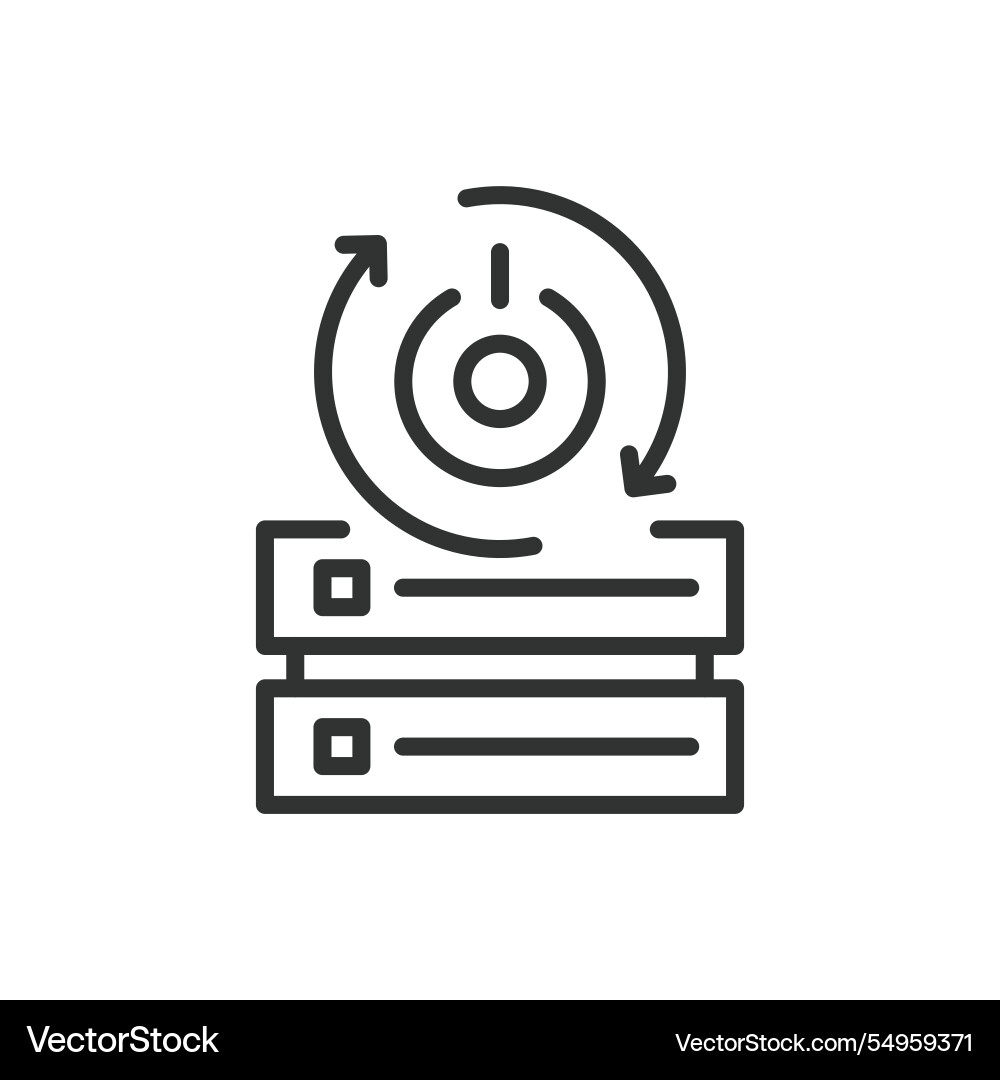 Server reboot icon in line design servers vector image
