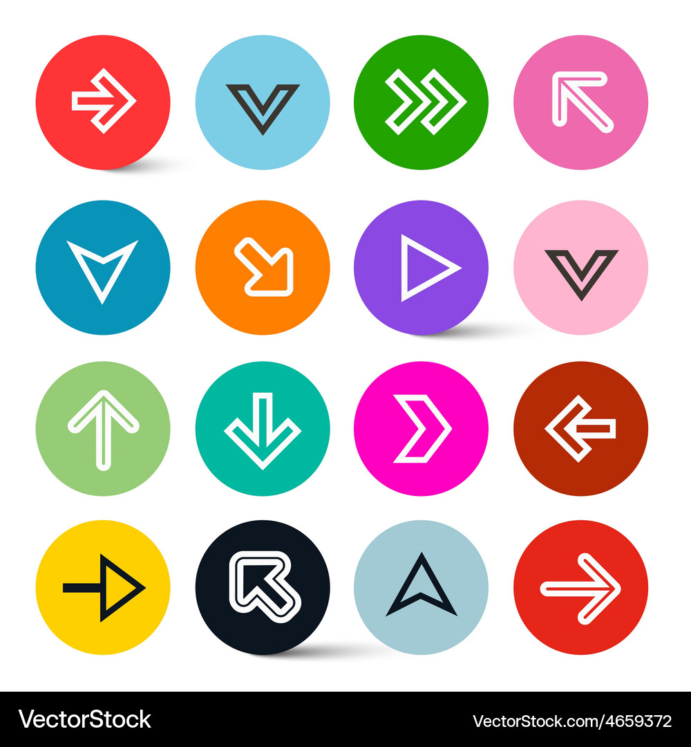 Application icons - arrows in colorful circles set Vector Image
