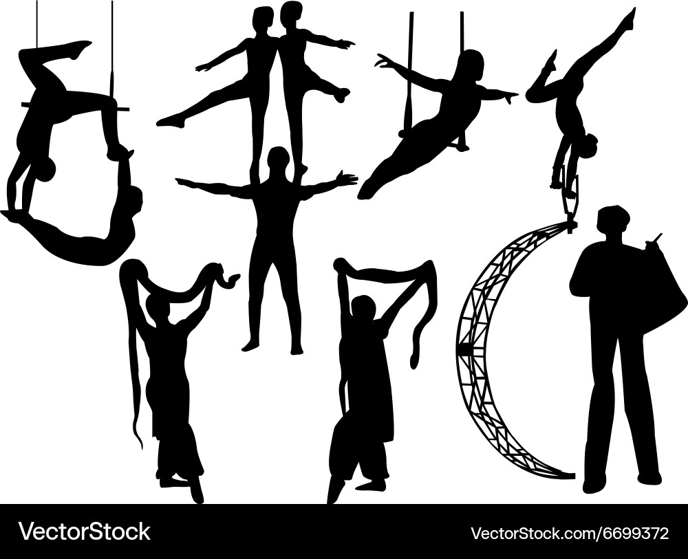 Circus Silhouette Collection Royalty Free Vector Image