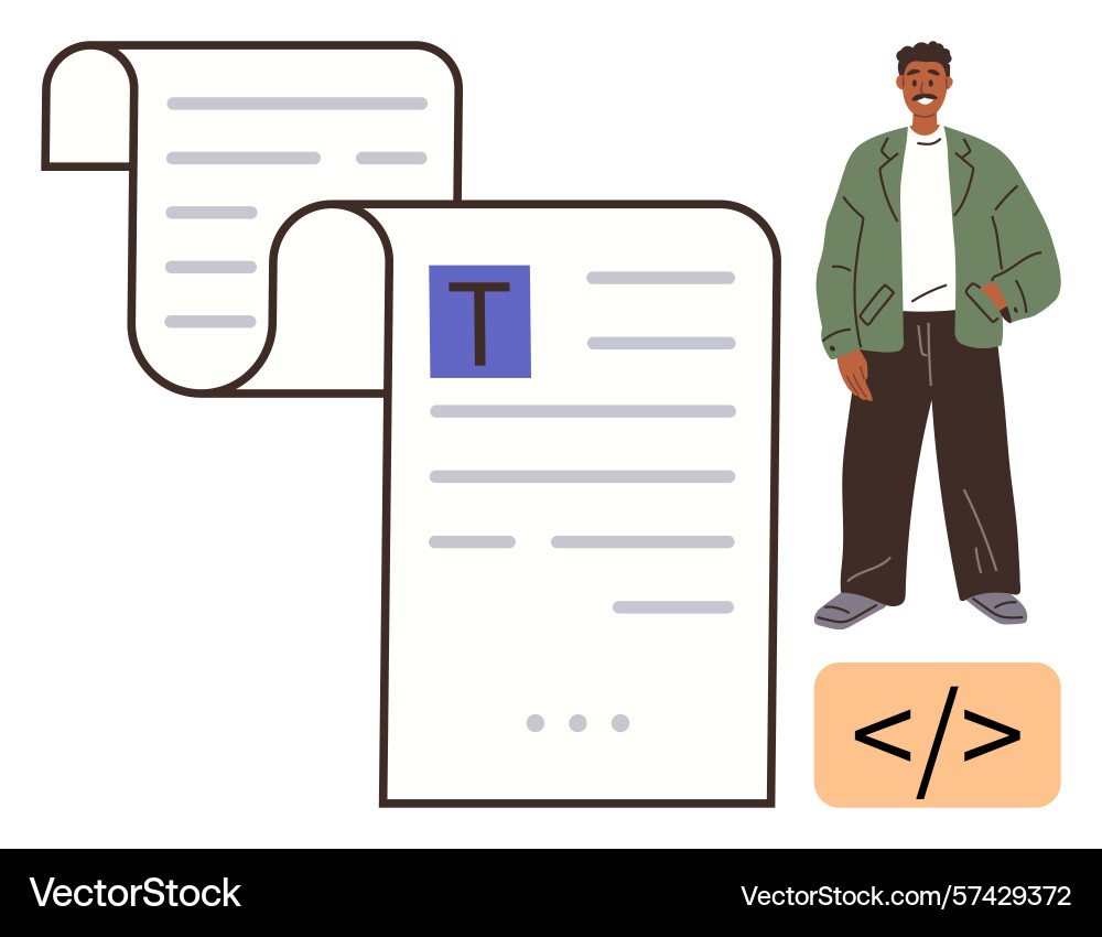 Digital content creation with code and writing Digital content creation with code and writing vector image