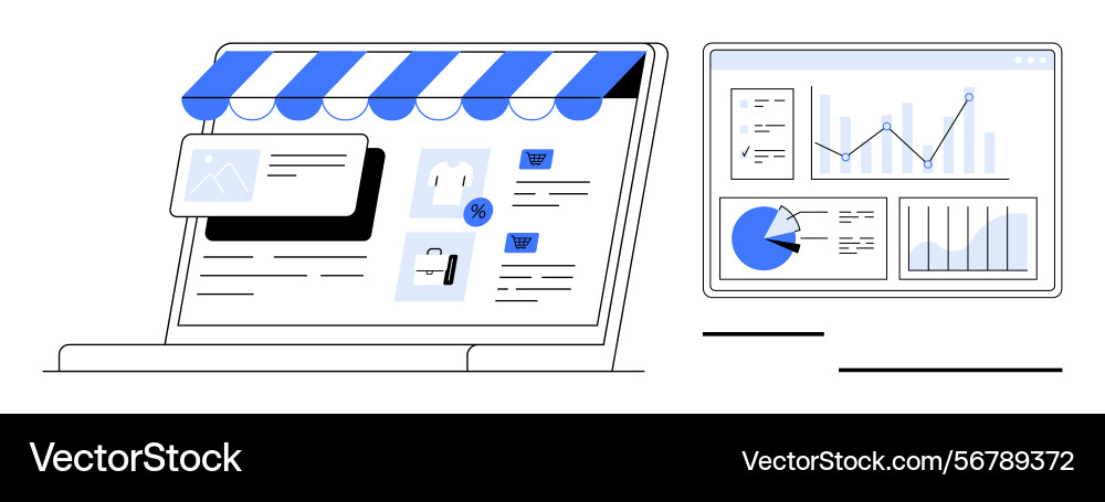 E-commerce storefront and analytics dashboard Vector Image