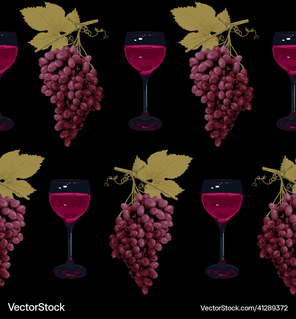 Elegant Wine and Grape Pattern Vector Image