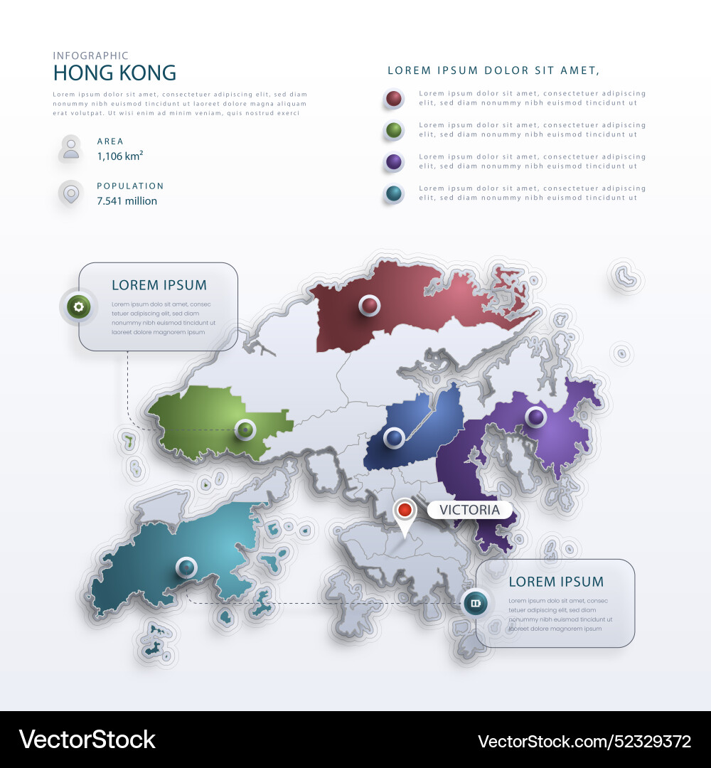 Gradient style hong kong map infographics Vector Image