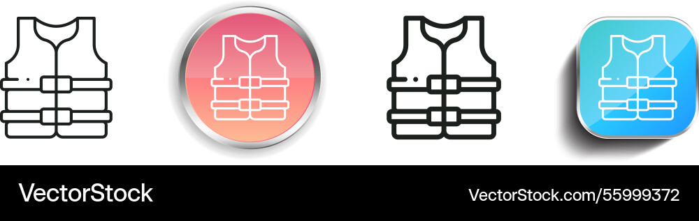 Life jacket icon thin linear regular and button Life jacket icon thin linear regular and button vector image