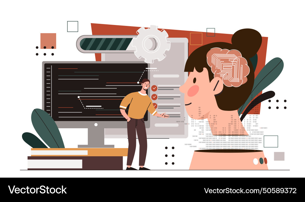 Machine brain concept Machine brain concept vector image