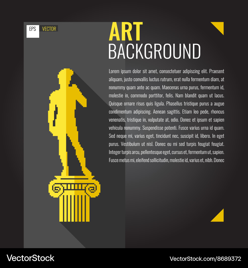 Pixel graphics background for text statue of david vector image