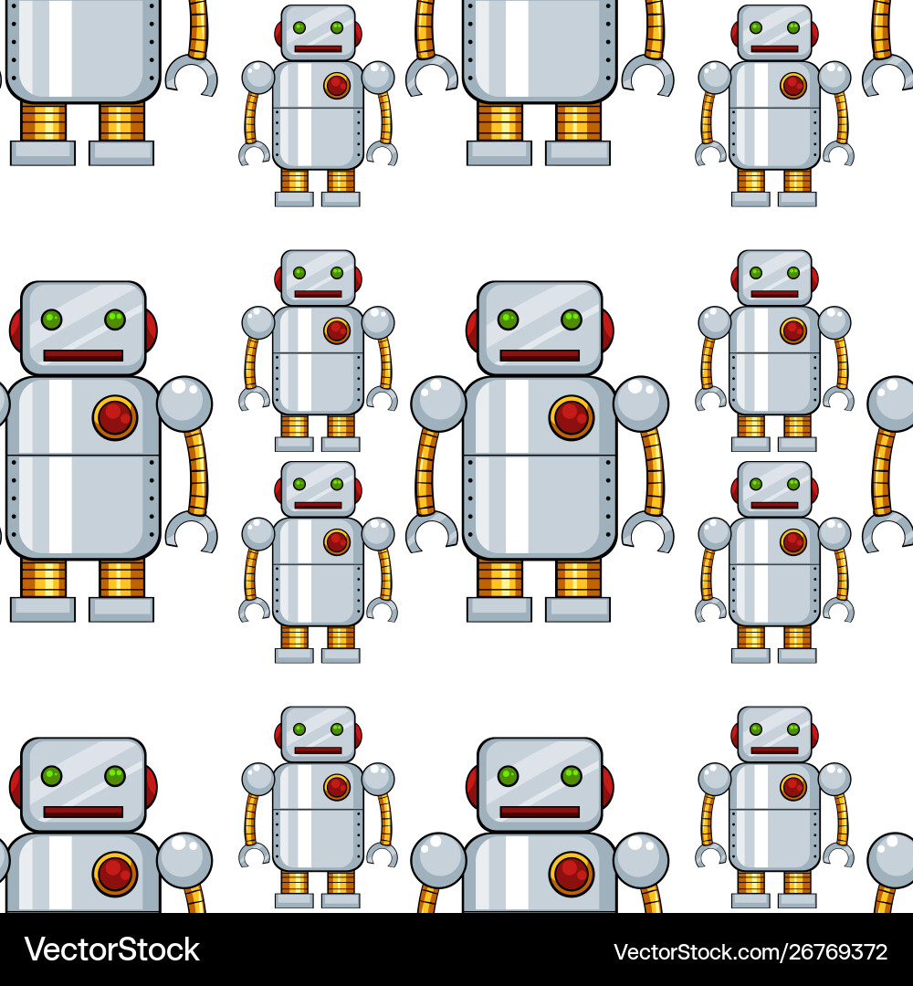 Seamless pattern tile cartoon with robot Vector Image