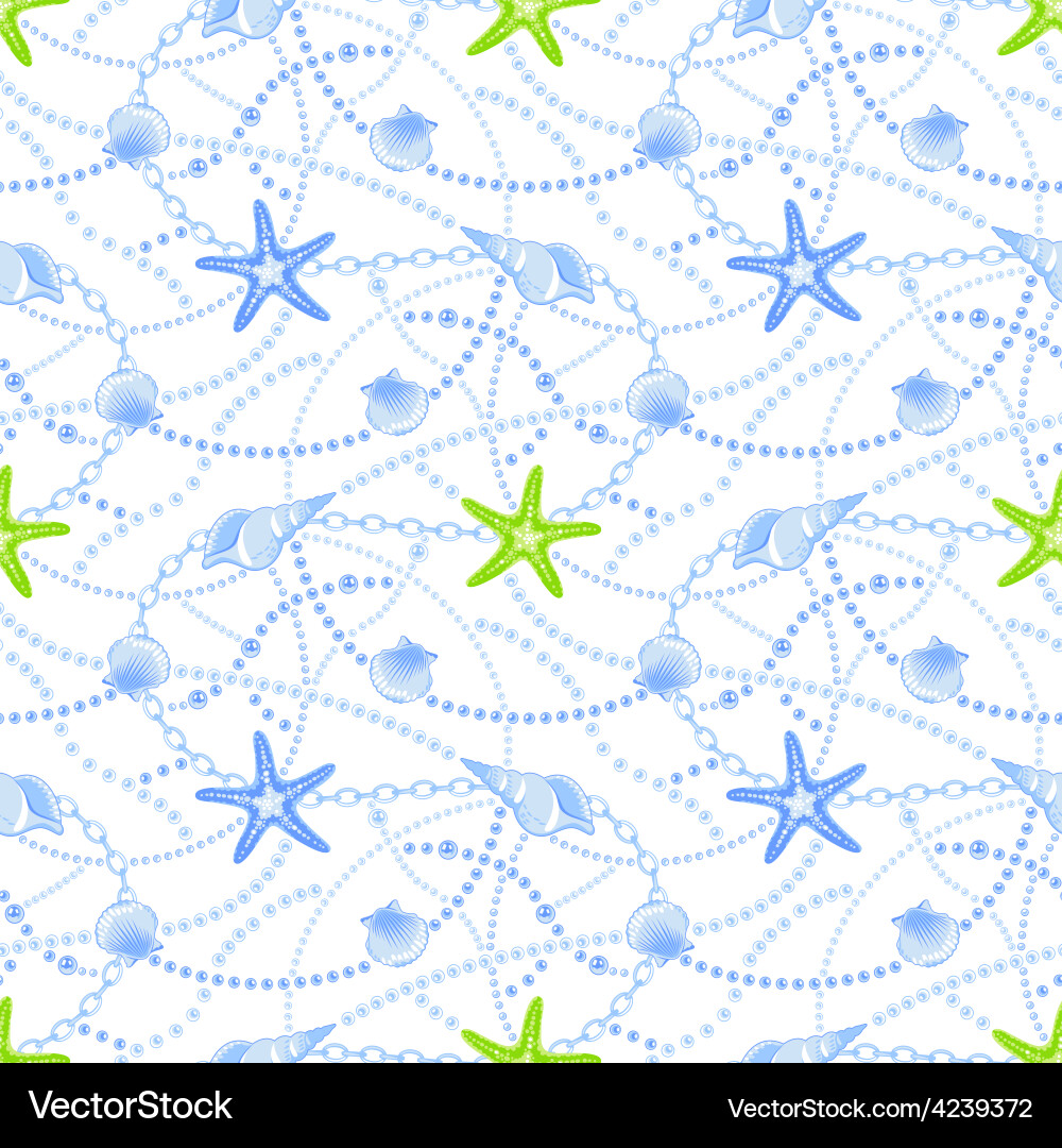 Seashells seamless pattern vector image