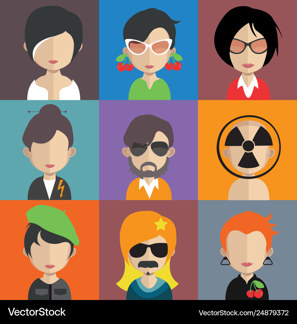 Set colorful avatars characters Vector Image