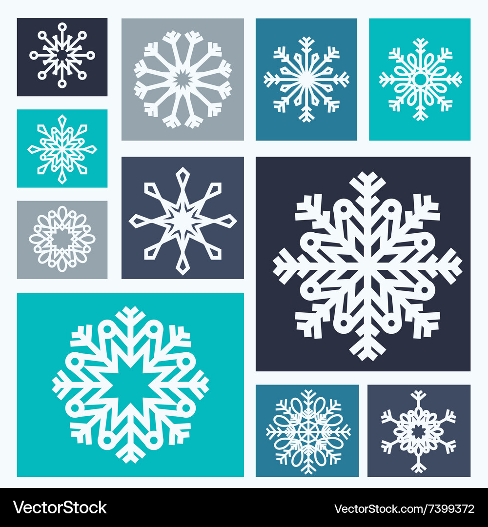 Snowflake Icon Set Vector Image