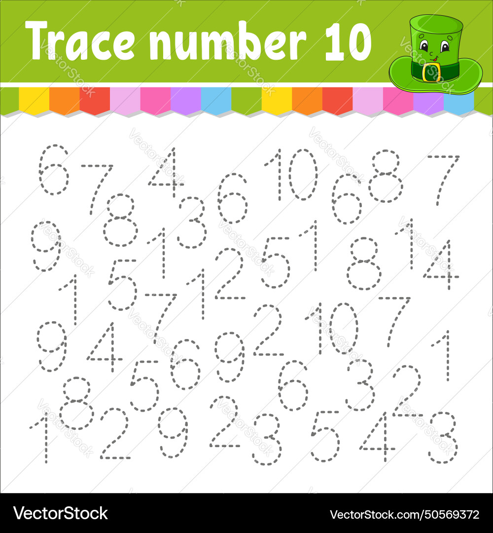 Trace number handwriting practice learning vector image