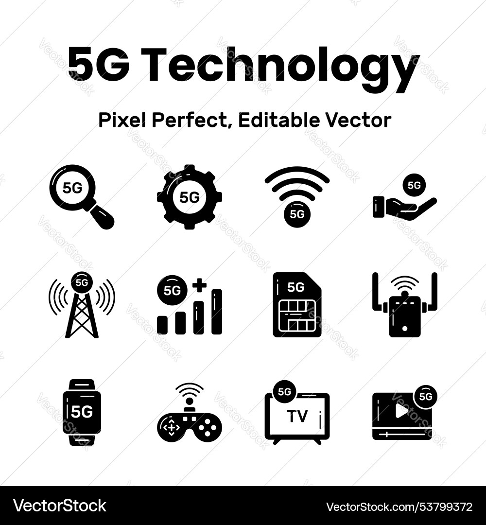 Transform your projects with our 5g network icons Vector Image