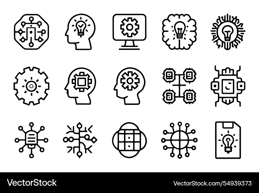 Ai artificial intelligence brainstorming machine vector image