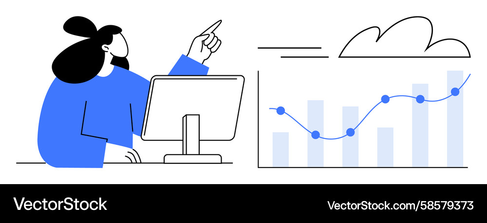 Analyst presenting data trends using graphs Analyst presenting data trends using graphs Vector Image