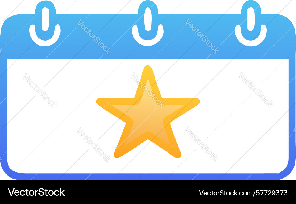 Calendar with star icon event scheduling vector image