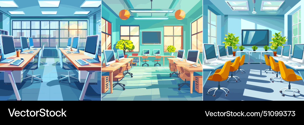 Computer class cartoon concepts educational empty Computer class cartoon concepts educational empty vector image