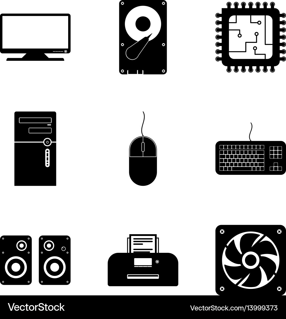 Computer Hardware Icons Vector Image