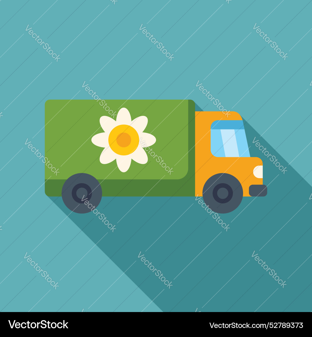 Delivery truck transporting fresh flowers Delivery truck transporting fresh flowers Vector Image
