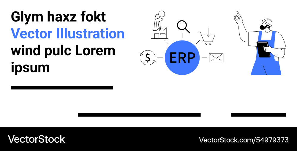 Erp software interface with developer and business Vector Image