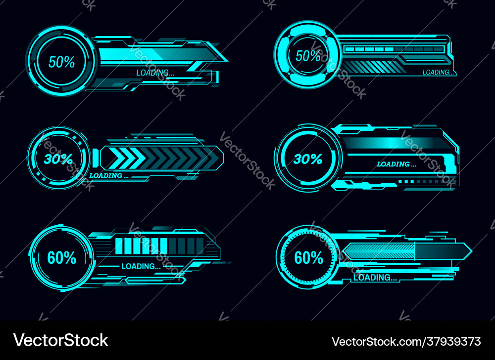 Futuristic Loading Bars - Sci-Fi UI vector image