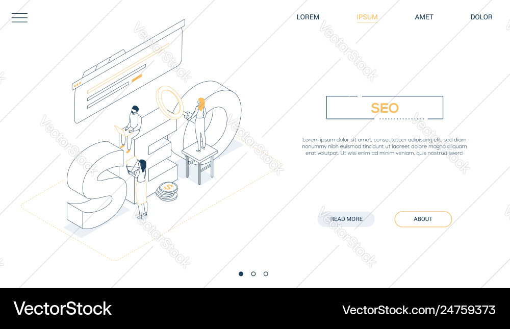 Seo optimization - line design style isometric web Vector Image