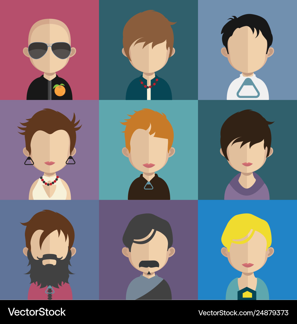 Set colorful avatars characters Vector Image