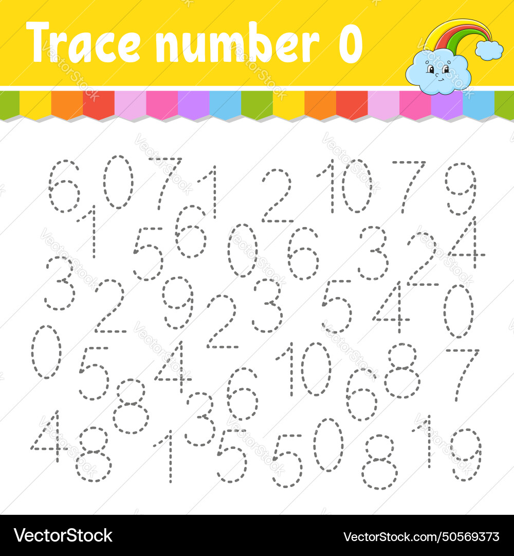 Trace number handwriting practice learning Trace number handwriting practice learning vector image