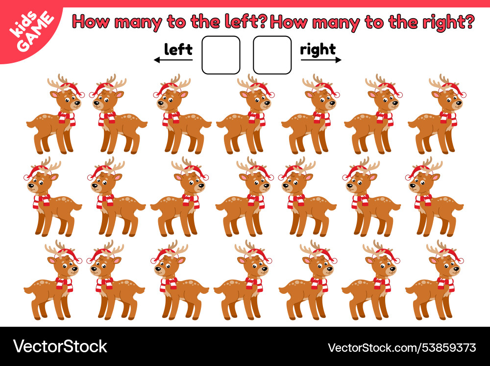 Xmas game how many to the left and right Xmas game how many to the left and right vector image