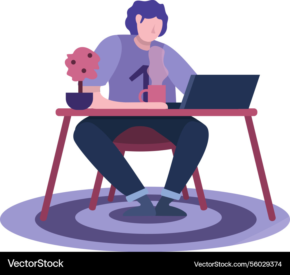 Man programmer work on laptop icon vector image
