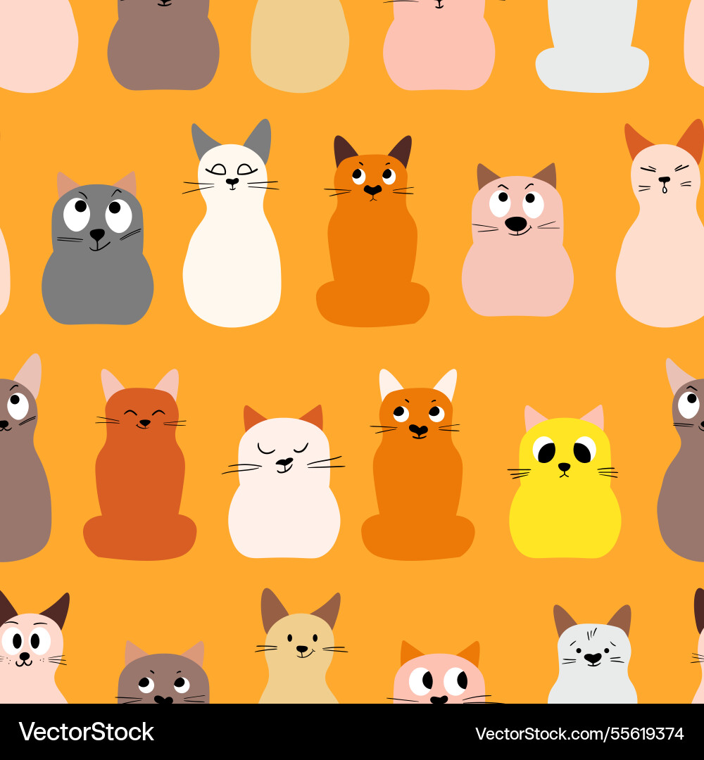 Seamless pattern with cute kitten print different Seamless pattern with cute kitten print different Vector Image
