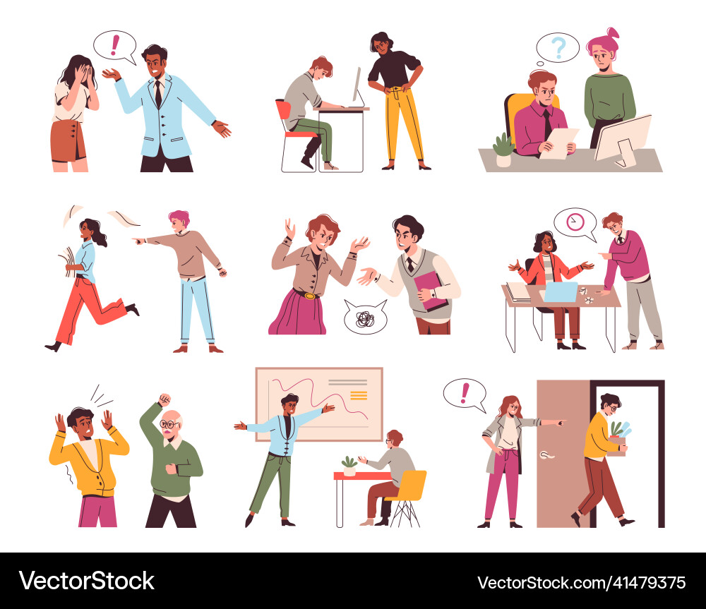 Angry boss yell aggressive office chief stressed Angry boss yell aggressive office chief stressed vector image