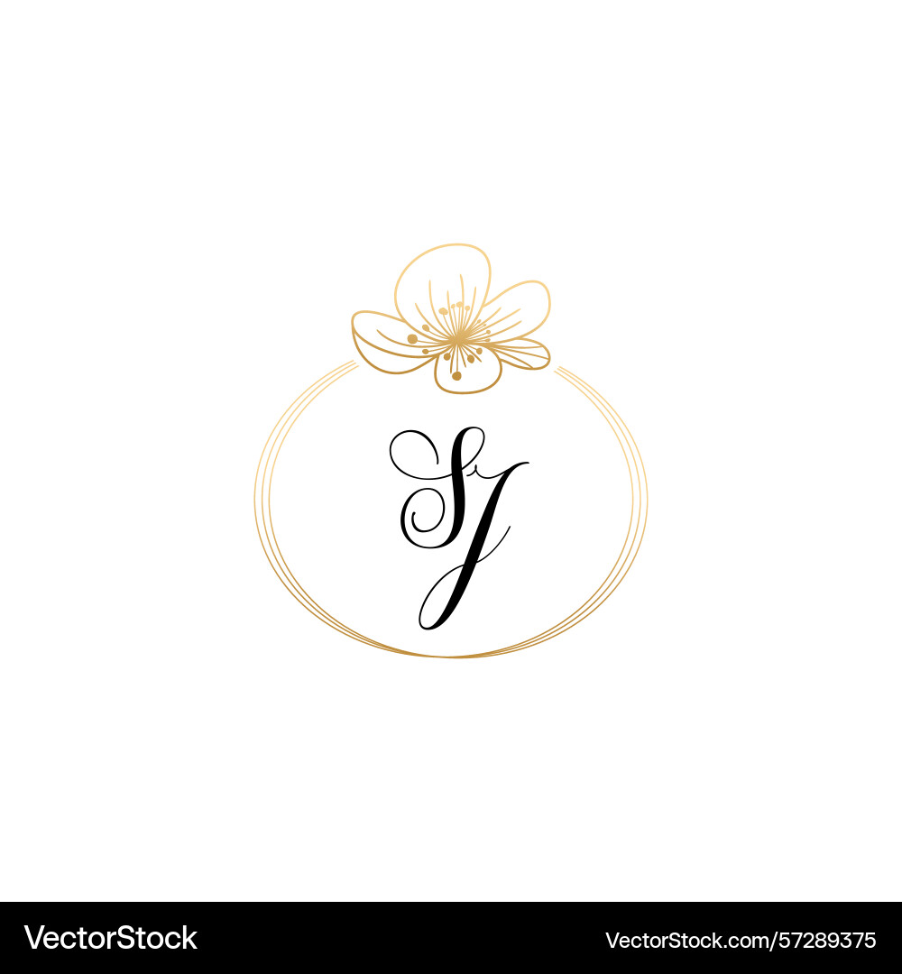 Botanical monogram logos with initial sj Vector Image