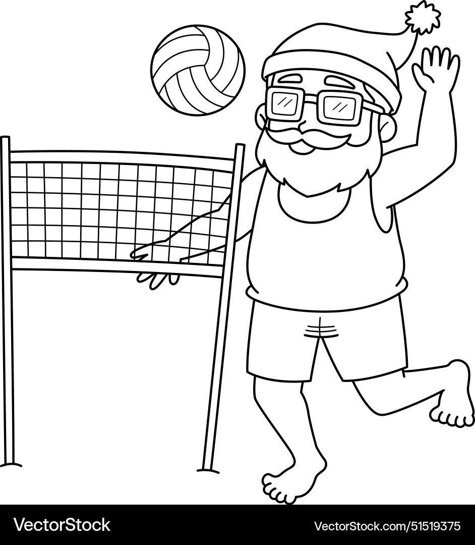 Christmas in july santa with volleyball isolated Christmas in july santa with volleyball isolated vector image