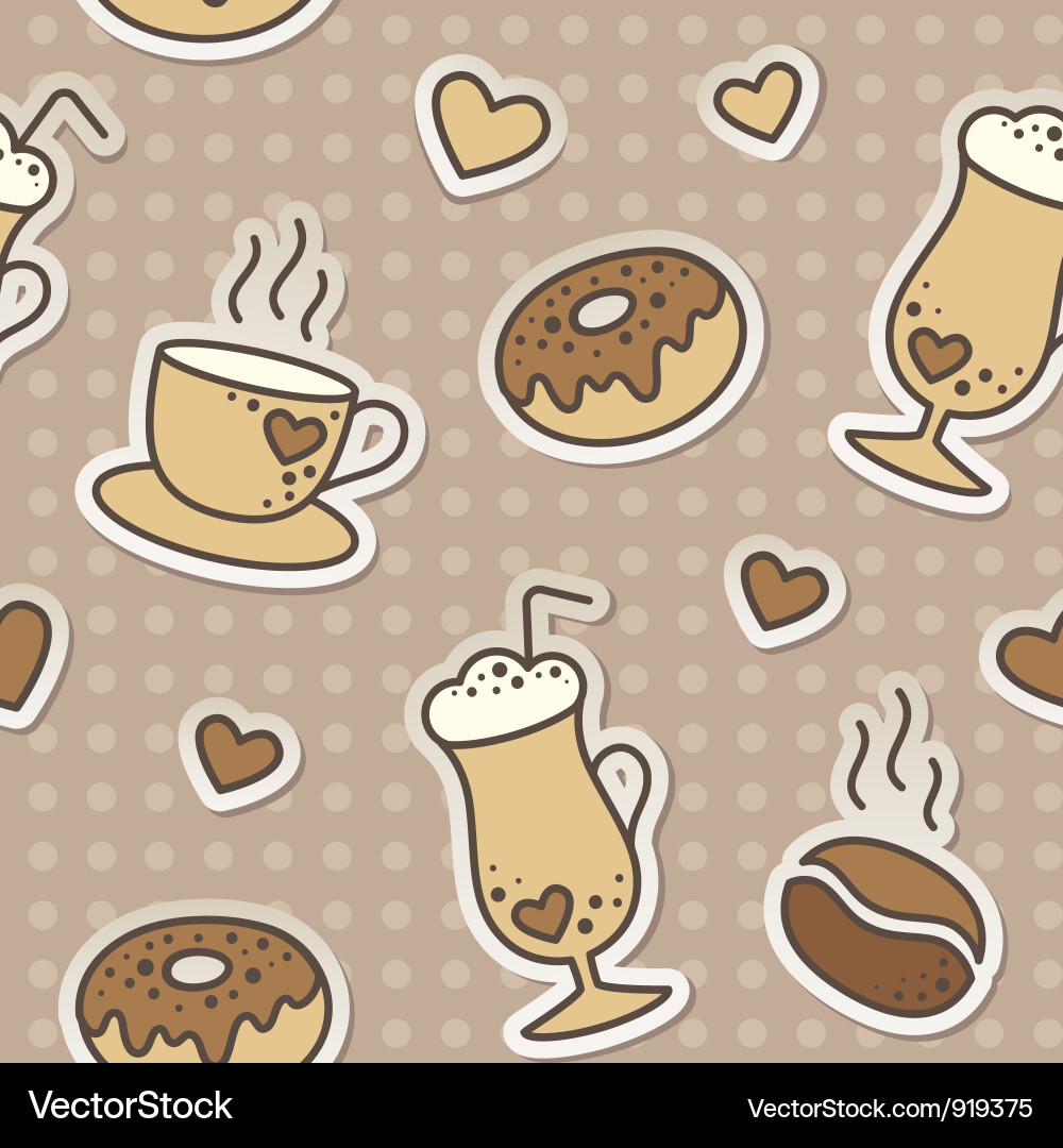 Cute Coffee Pattern Vector Image