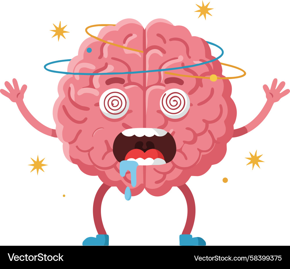 Dizzy Brain Character - Confusion & Overload Vector Image