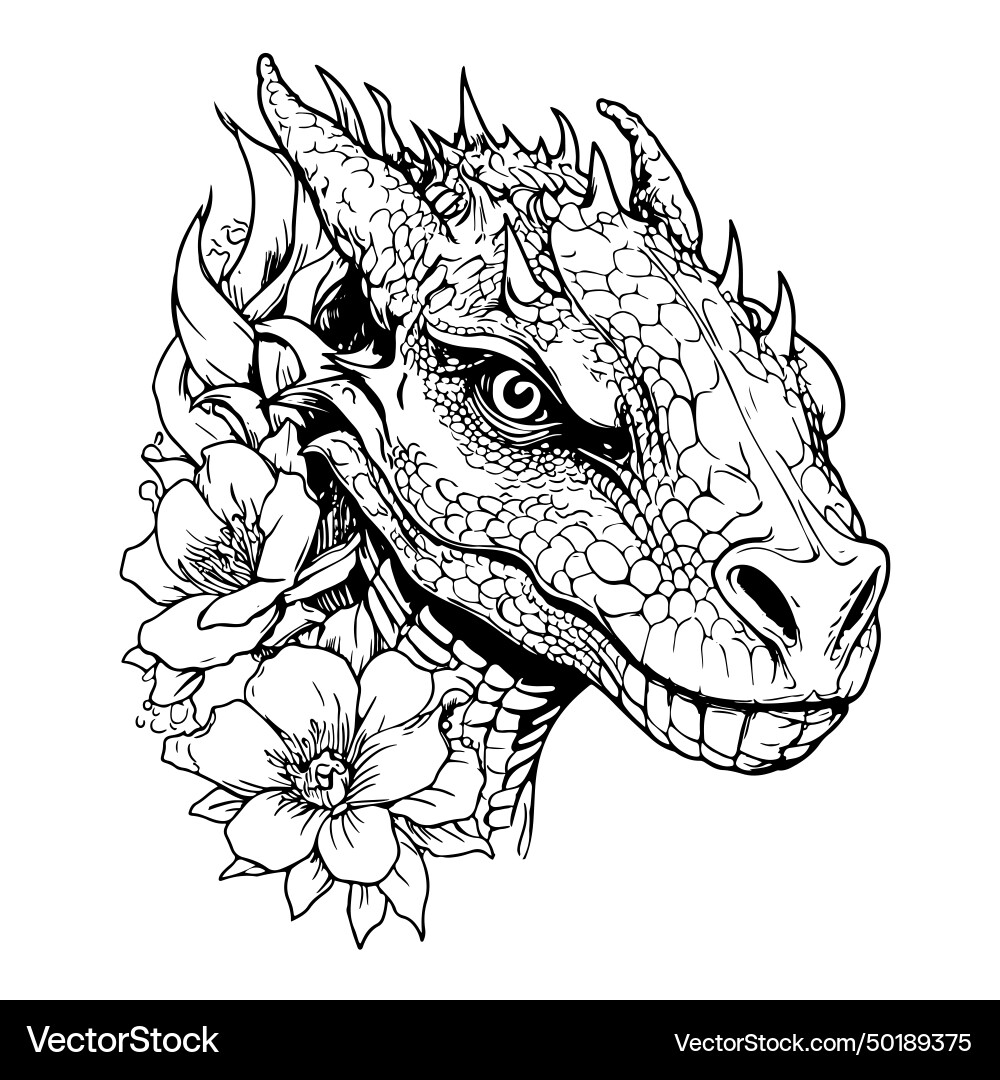 Cute dragon outline Vector Images \u0026 Graphics for Commercial Use |  VectorStock, image size:1000x1080