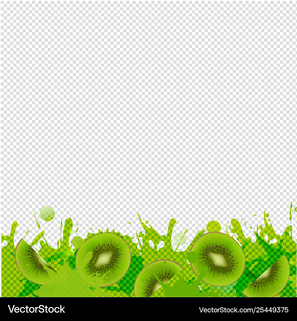 Kiwi fruits border with blob transparent Kiwi fruits border with blob transparent vector image