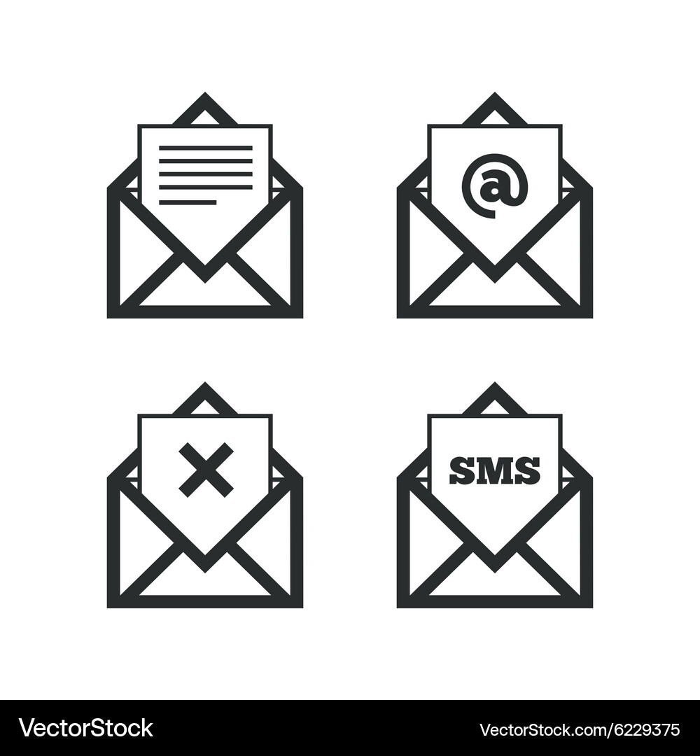Mail envelope icons message document symbols Vector Image