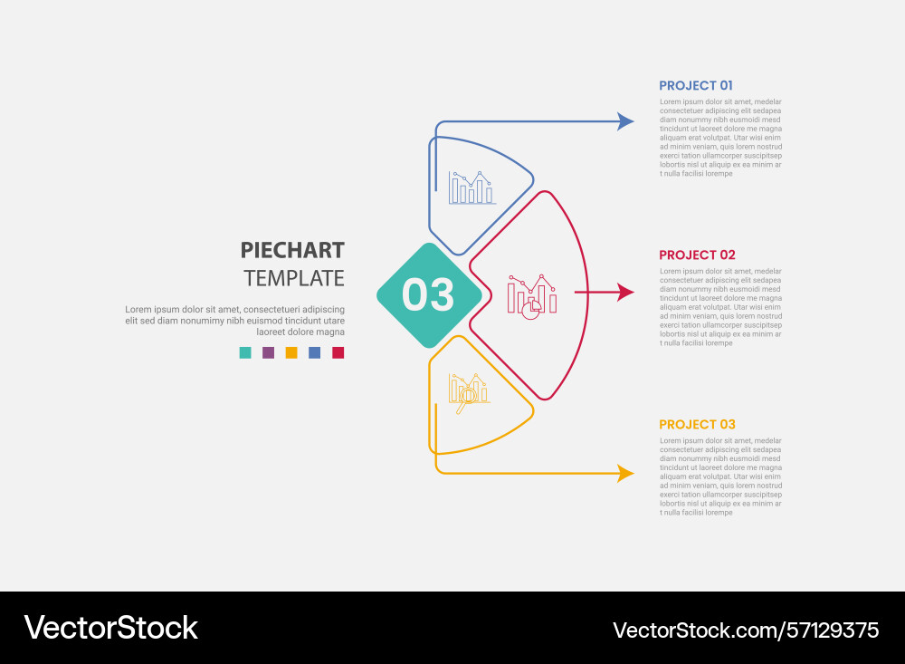 Pie chart infographic outline style with 3 point Pie chart infographic outline style with 3 point vector image