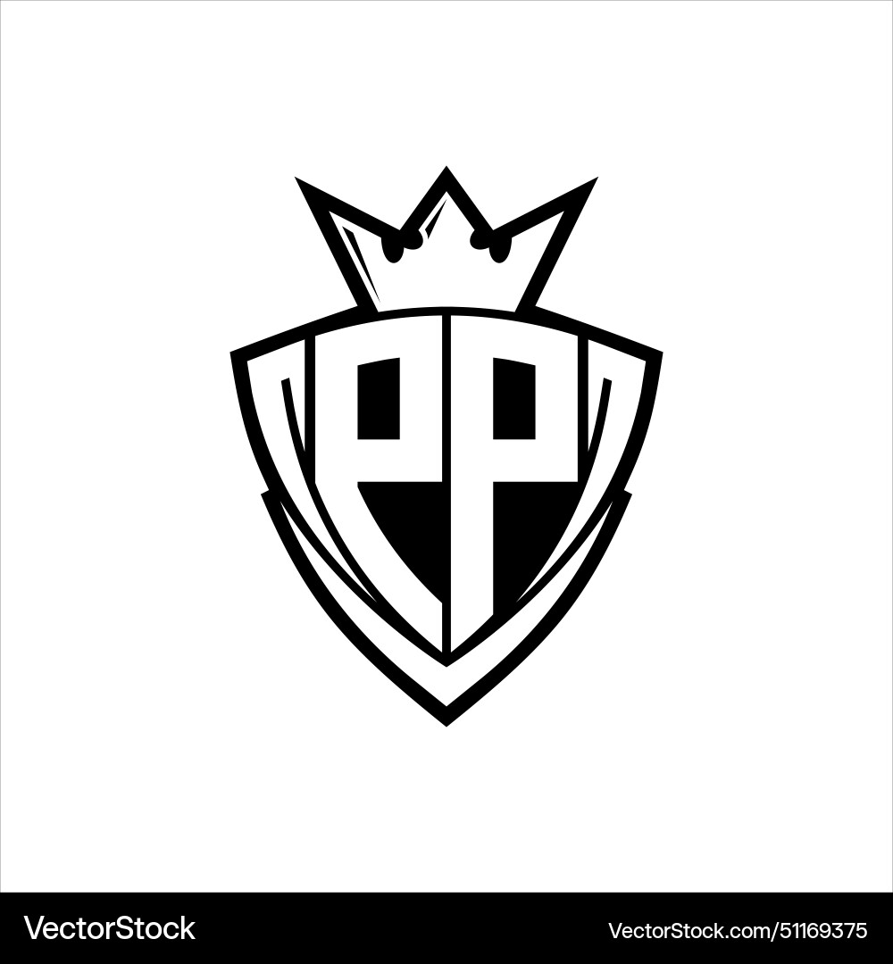 Pp letter logo with sharp triangle shield shape Pp letter logo with sharp triangle shield shape Vector Image