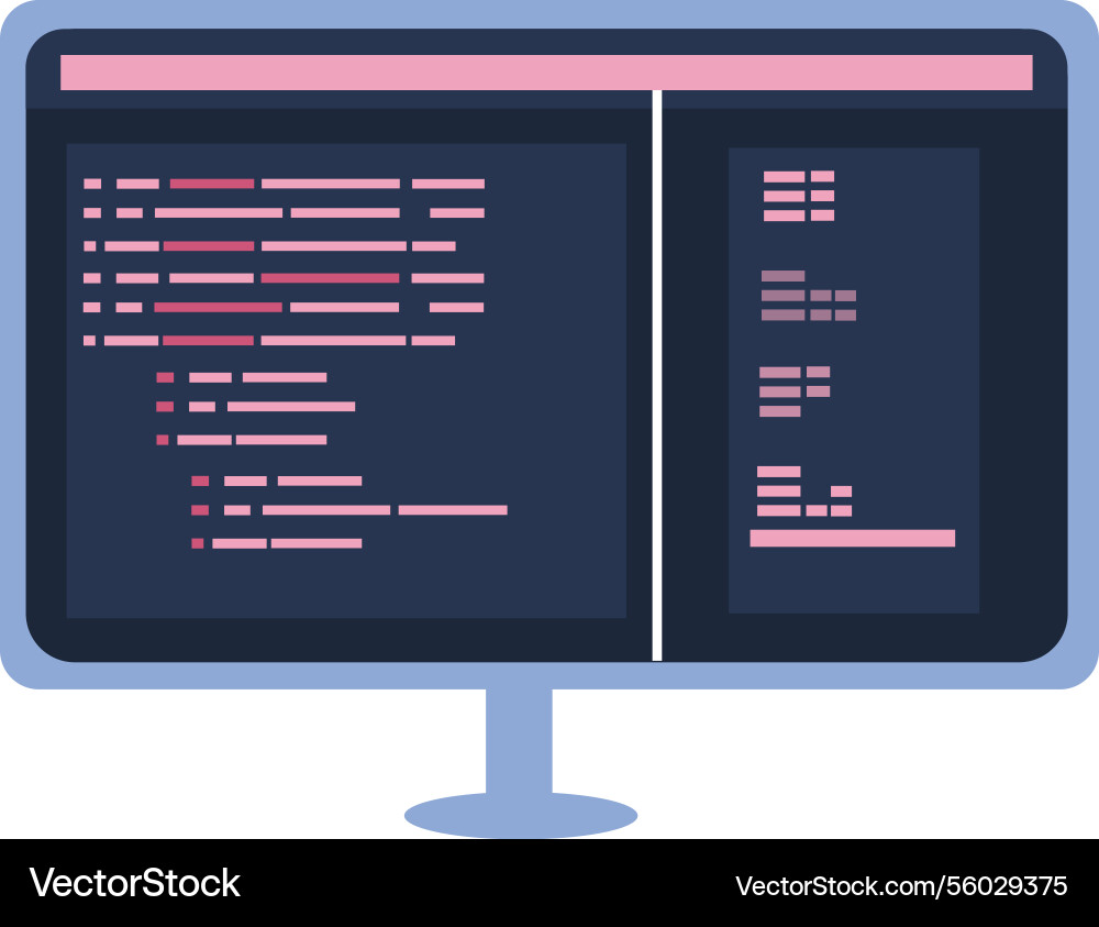 Programmcode auf Computer-Bildschirm-Symbol vektorbild