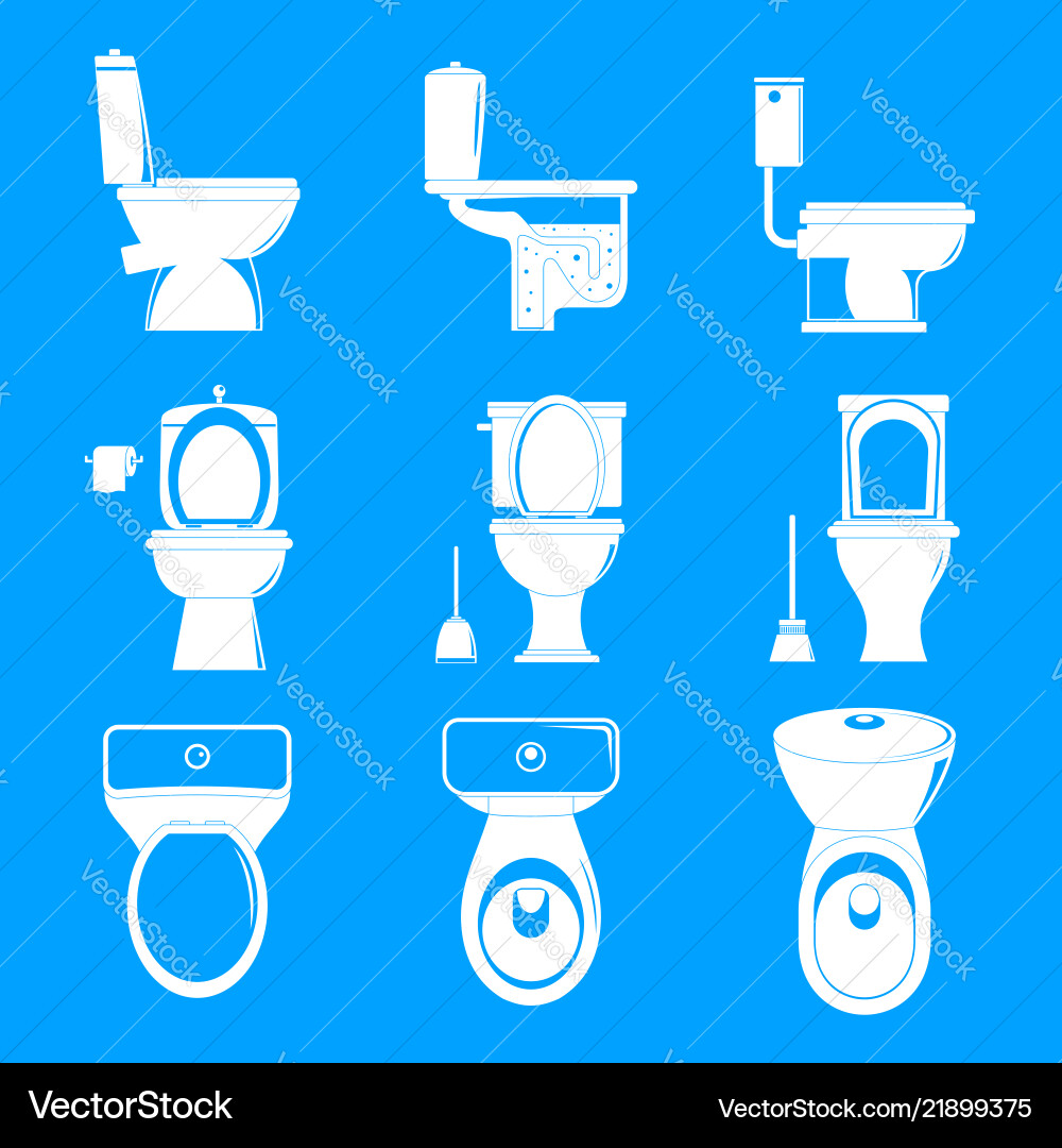 Toilet bowl icons set simple style Toilet bowl icons set simple style vector image
