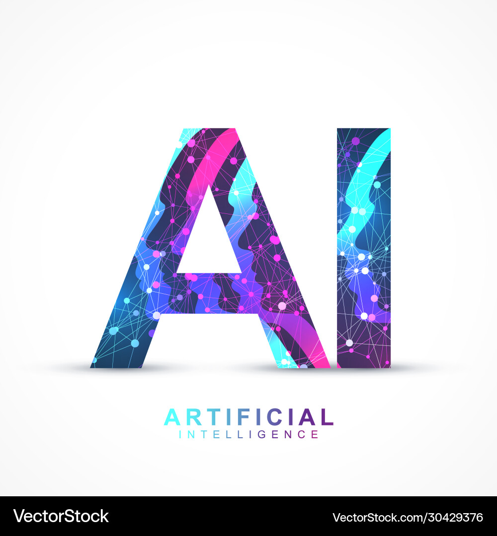 Artificial intelligence logo plexus effect Artificial intelligence logo plexus effect vector image