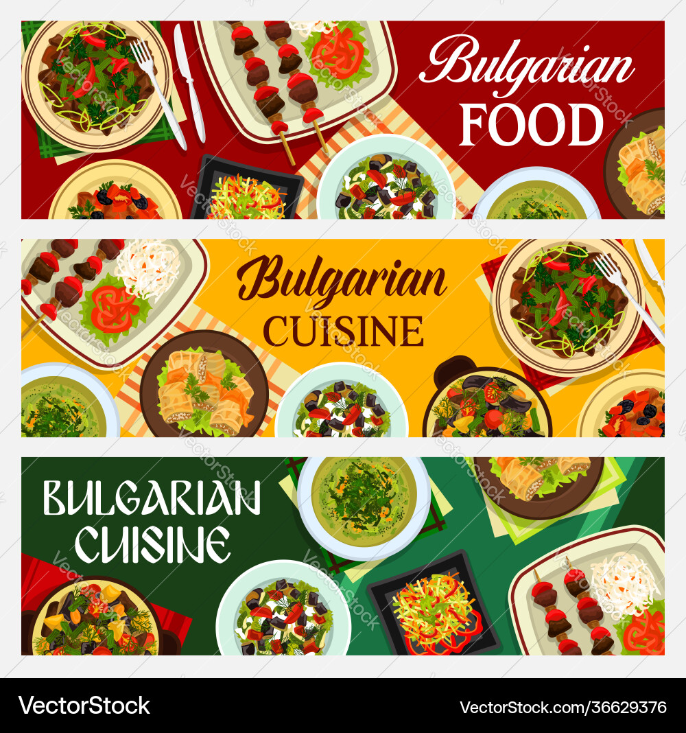Bulgarische Lebensmittel bulgarien Küche Banner Bulgarische Lebensmittel bulgarien Küche Banner vektorbild
