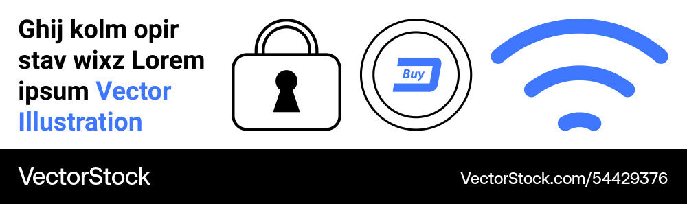 Data security icons including lock buy button Data security icons including lock buy button vector image