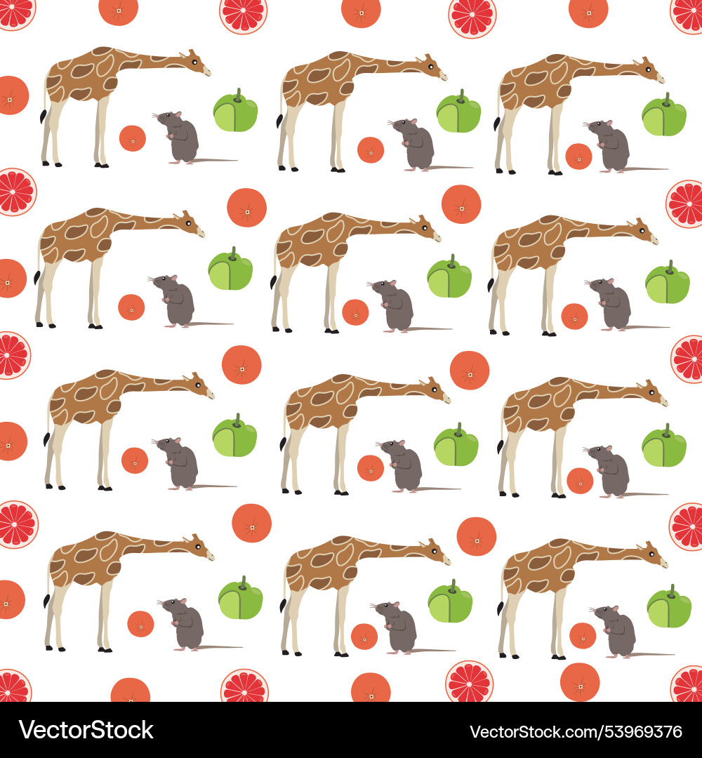 Mouse giraffe with fruit as a pattern background Mouse giraffe with fruit as a pattern background vector image