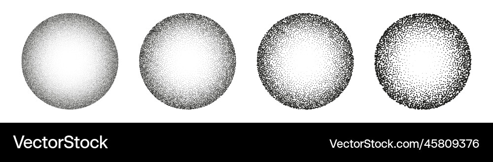 Round shaped dotted objects stipple elements Round shaped dotted objects stipple elements vector image